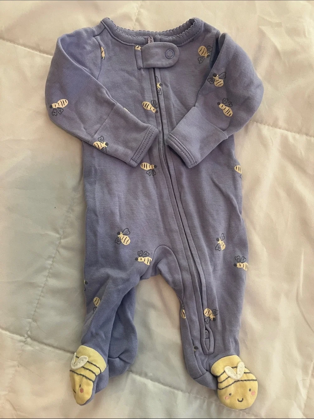 Carter's Purple, Cream & Floral Baby One-Piece Trio Preemie